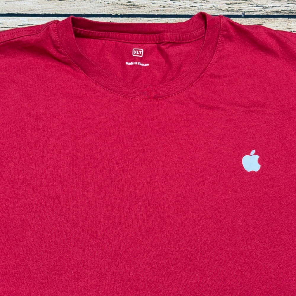 Apple Long Sleeve T-Shirt Mens XLT Red Crew Neck Tech Employee Genius Bar - Picture 1 of 6